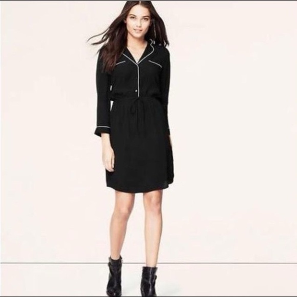 Euc | Loft Collared Button Down Blouson Dress!! - image 1
